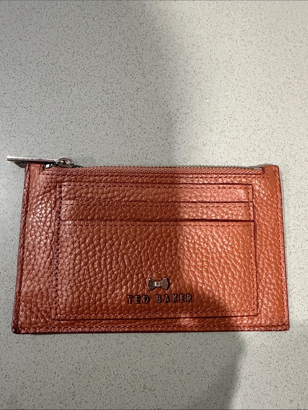 Ted Baker London Brown Pebbled Leather Card & Key Holder